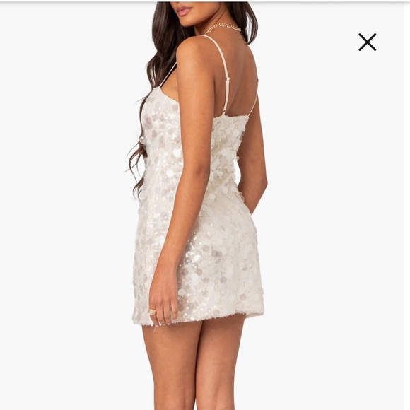 Edikted Ibiza Sequin Minidress in Cream Size XS - Picture 2 of 6